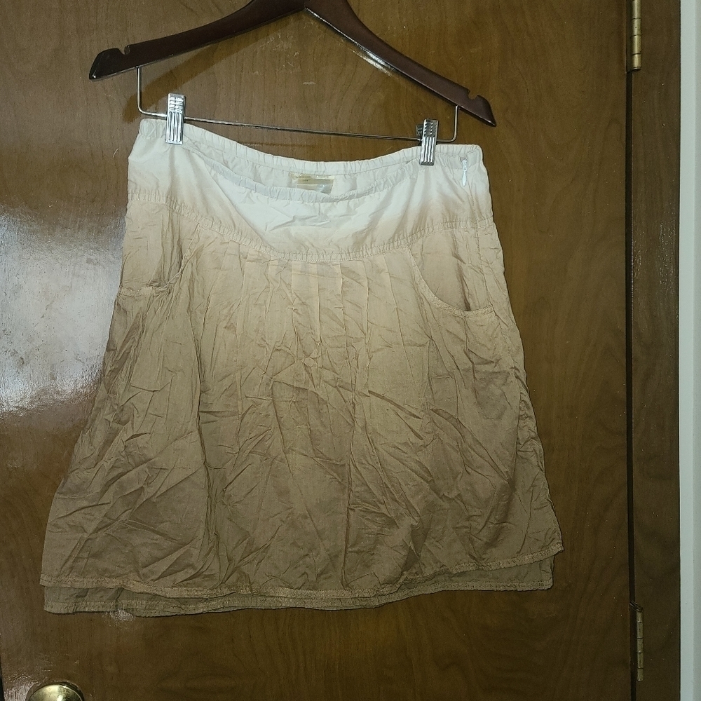 ATHLETA Whisper Tan & Cream Ombre Cotton Lightweight Skirt Size 10